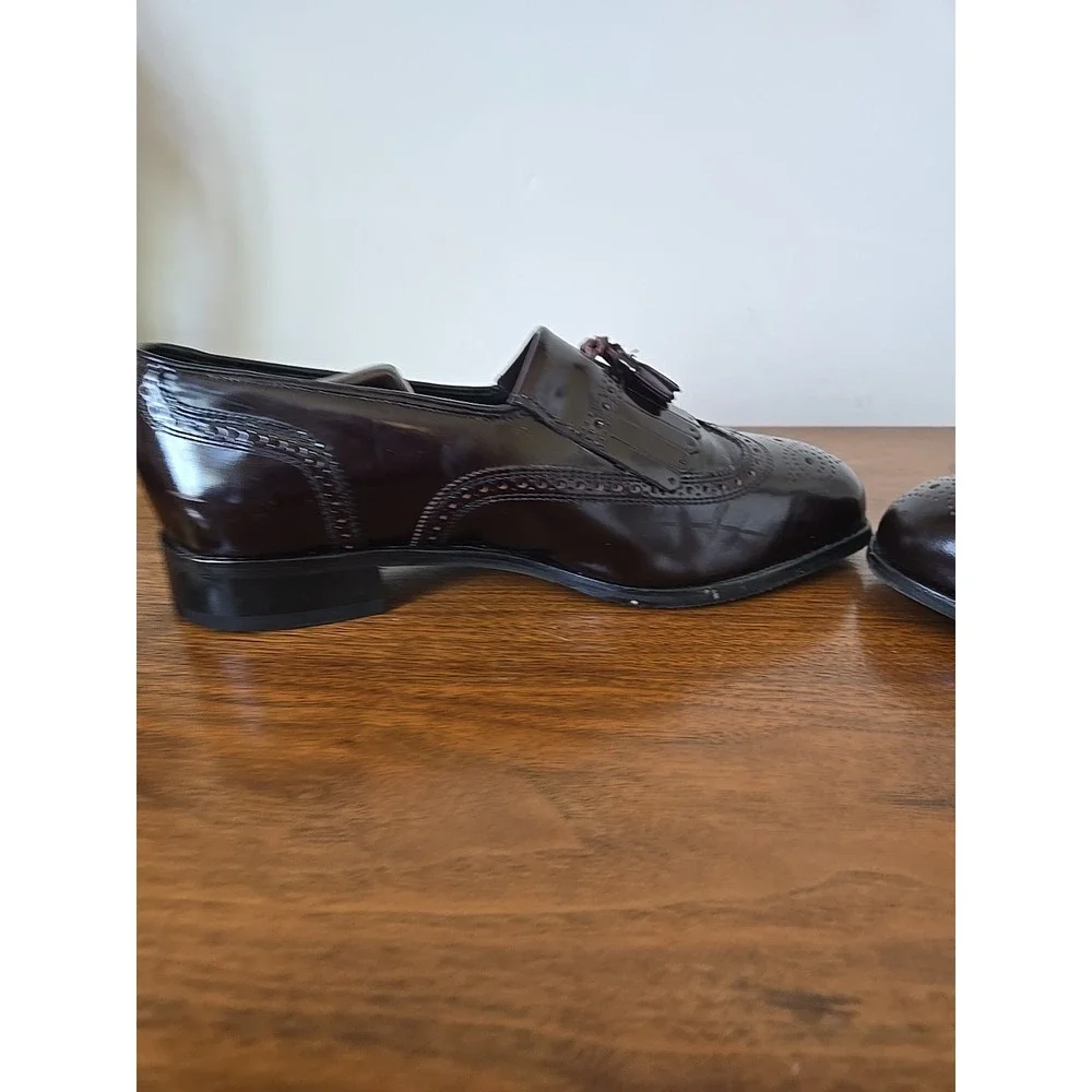 Florsheim Imperial Wingtip Kiltie Tassel Loafers Burgundy Brown 8.5 3E EEE